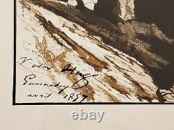 Victor Hugo Lithographie originale rare -1857 Ile de Guernesey