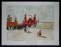 Yves BRAYER Lithographie originale signée num 1976 Moscou Russie La place Rouge